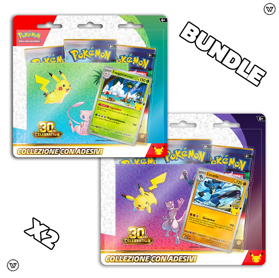 Pokemon 30° Anniversario – Collezione con Adesivi Pokémon 30° Anniversario BUNDLE 2 Collezione con Adesivi Lucario & Exeggutor ITA - immagine 1