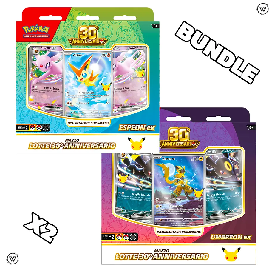 Pokemon 30° Anniversario – Mazzo Lotte Umbreon-ex & Espeon-ex Pokémon 30° Anniversario BUNDLE 2 Mazzo Lotte Umbreon Ex & Espeon Ex ITA - immagine 1